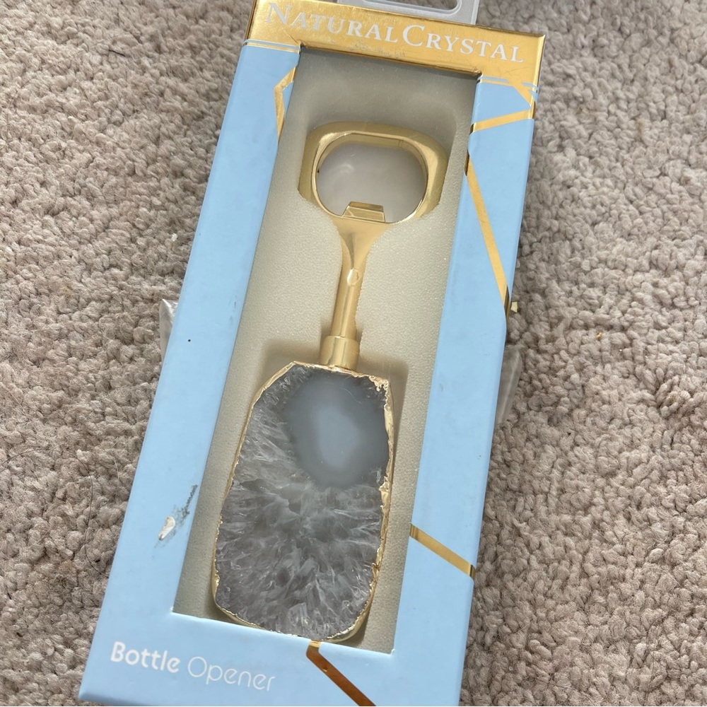 Natural White Agate Bottle Opener NWT